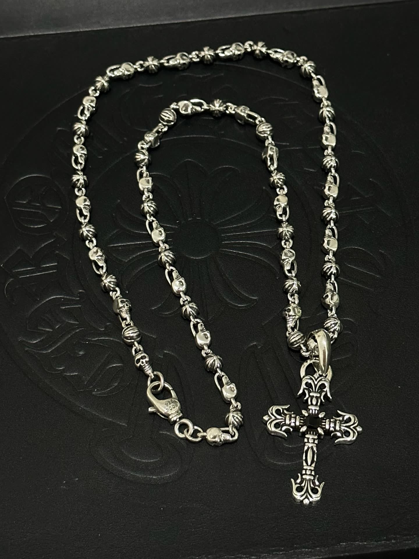 Chrome Hearts Silver Cross Pendant Necklace